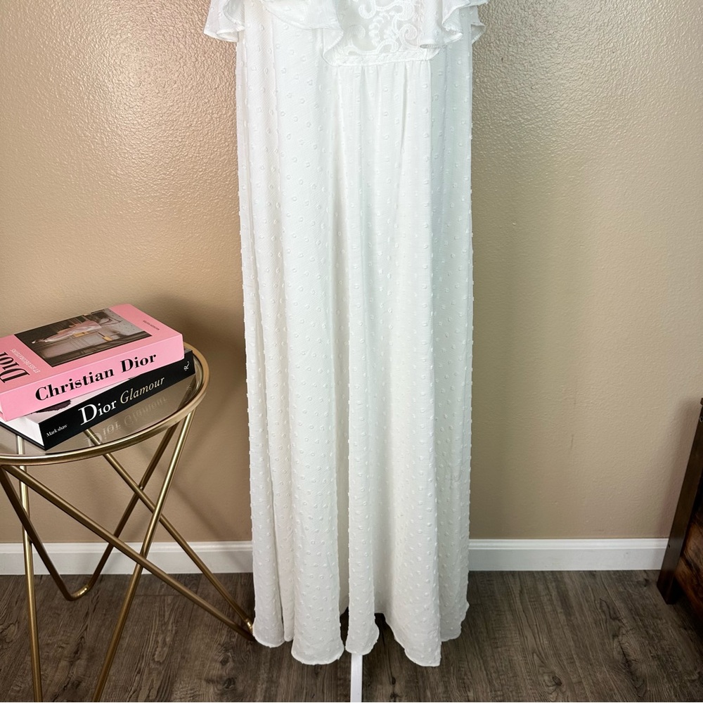 J.O.A Maxi Dress Ivory Adjustable Straps Sundress Wedding Evening Beach Medium - Picture 3 of 12